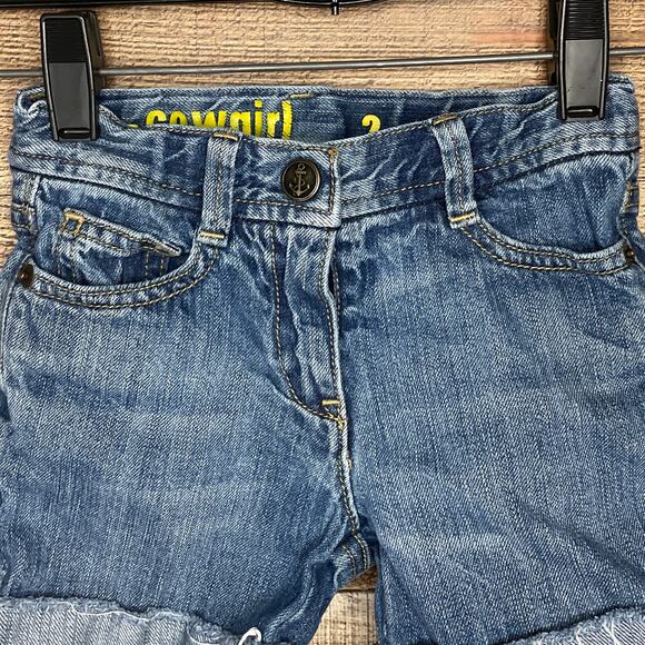 Crewcuts Cowgirl Cut Off Cuffed Hem Jean Shorts Blue Denim Size 2 2T - Picture 3 of 6